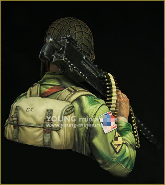Young Miniatures WW2 US AIRBORNE with M1919 1/10 Bust Resin YM1873 BUST