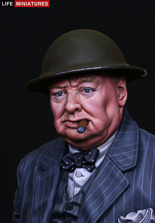 Life miniatures "Never Surrender" British Prime Minister Winston Churchill BUST