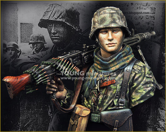 Young Miniatures Waffen SS Young Machine Gunner 1944  1/10 Bust Resin YM1869 BUST