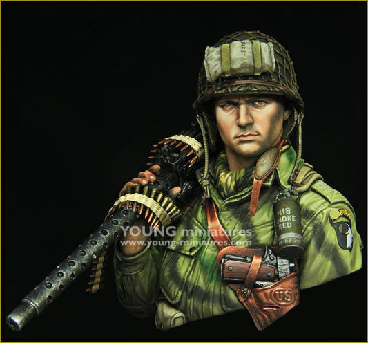 Young Miniatures WW2 US AIRBORNE with M1919  1/10 Bust Resin YM1873 BUST
