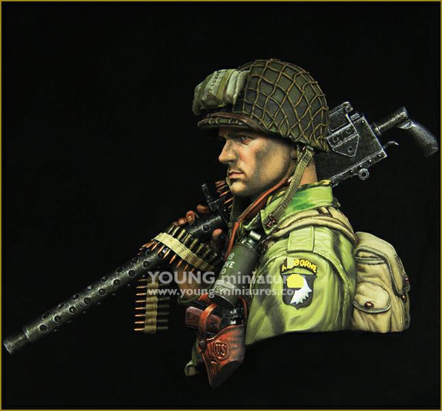 Young Miniatures WW2 US AIRBORNE with M1919  1/10 Bust Resin YM1873 BUST
