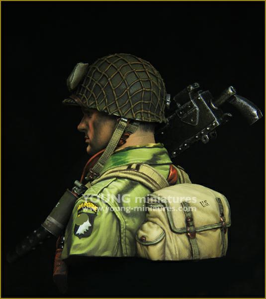 Young Miniatures WW2 US AIRBORNE with M1919  1/10 Bust Resin YM1873 BUST
