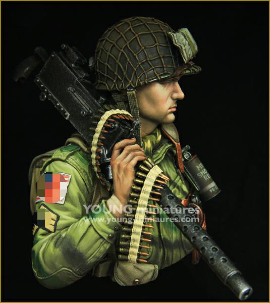 Young Miniatures WW2 US AIRBORNE with M1919  1/10 Bust Resin YM1873 BUST